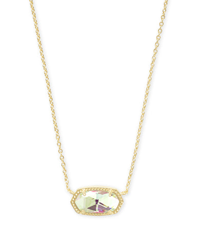 Elisa Short Pendant Necklace in Gold Dichrotic Glass