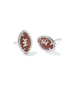 Football Stud Earrings in Rhodium