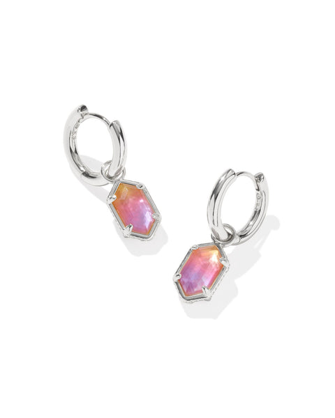 Hallie Convertible Huggie Earrings in Silver Sunrise Watercolor Illusion