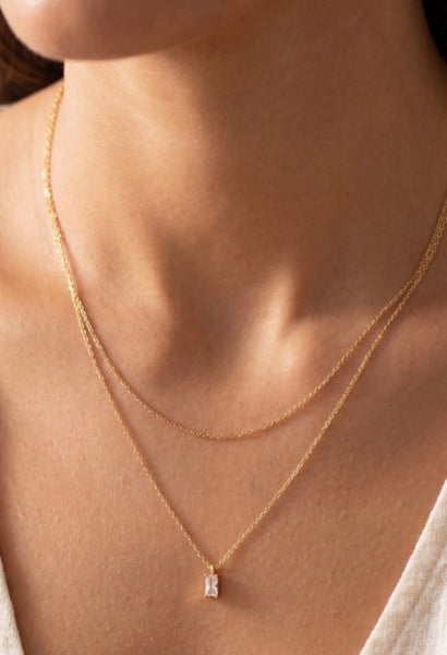 Double Layer CZ Necklace in Gold