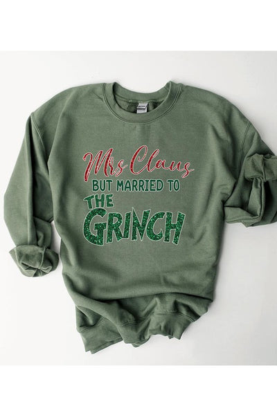 Mrs Clause and Grinch Sweatshirt