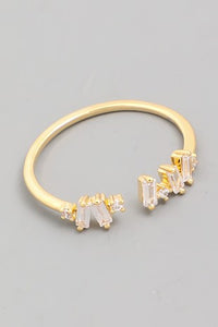 Gold Dipped Delicate Baguette Fashion Ring in Silver