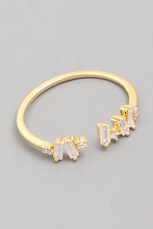 Gold Dipped Delicate Baguette Fashion Ring in Silver