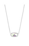 Elisa Short Pendant Necklace in Rhodium Dichroic Glass