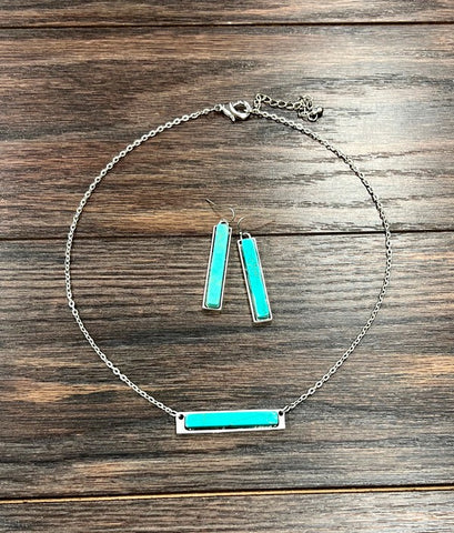 Turquoise Bar Necklace Set