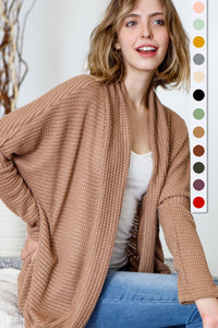 Lana Waffle Cardi in Mocha