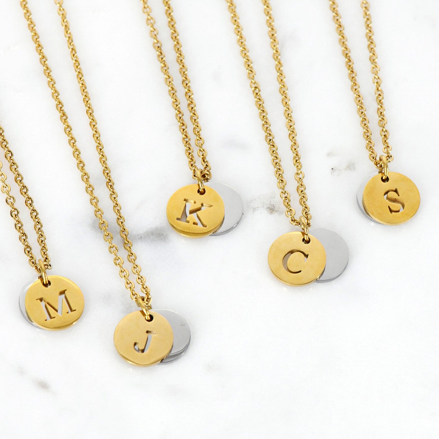 Two Tone Initial Necklace