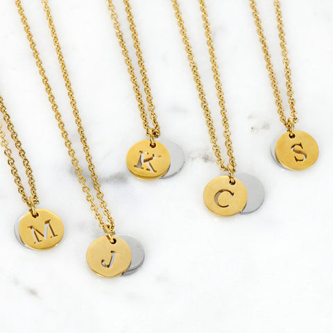Two Tone Initial Necklace