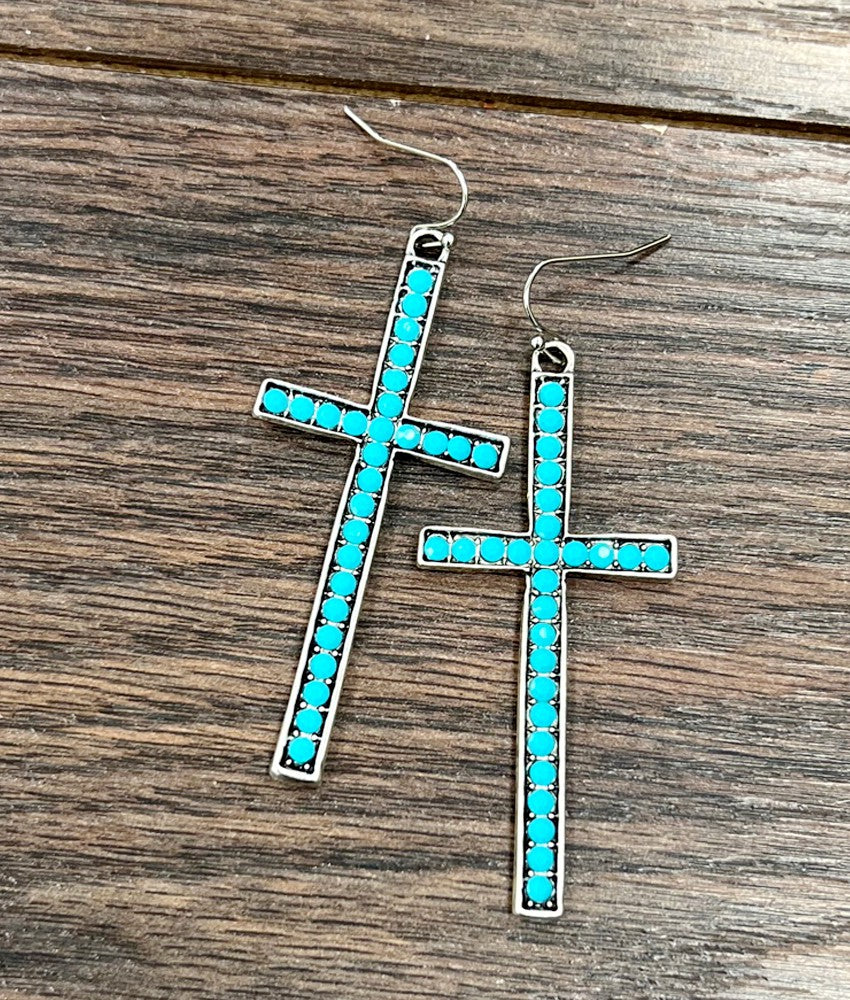 Cross Earrings in Turquoise