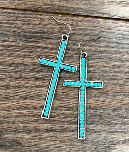 Cross Earrings in Turquoise