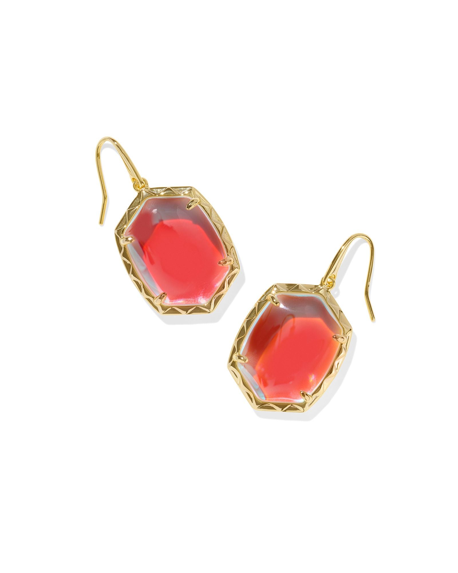 Daphne Drop Earrings in Gold Dichroic Glass