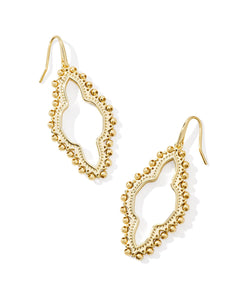 Abbie Beaded Open Frame Earrings in Gold