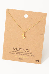 Dainty Cactus Necklace in Gold