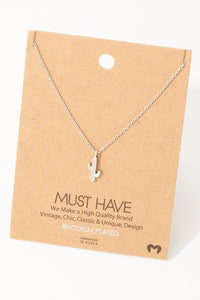 Dainty Cactus Necklace in Silver