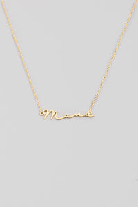 Mama Handwritten Necklace in Gold