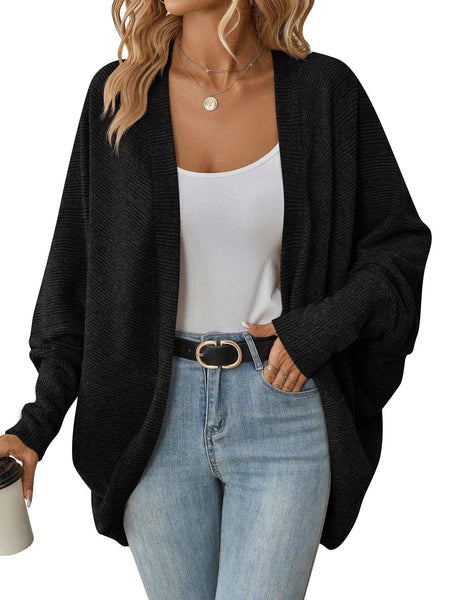 Lovesoft - Oversized Ribbed Knit Cardigan Open Front Cozy Layer