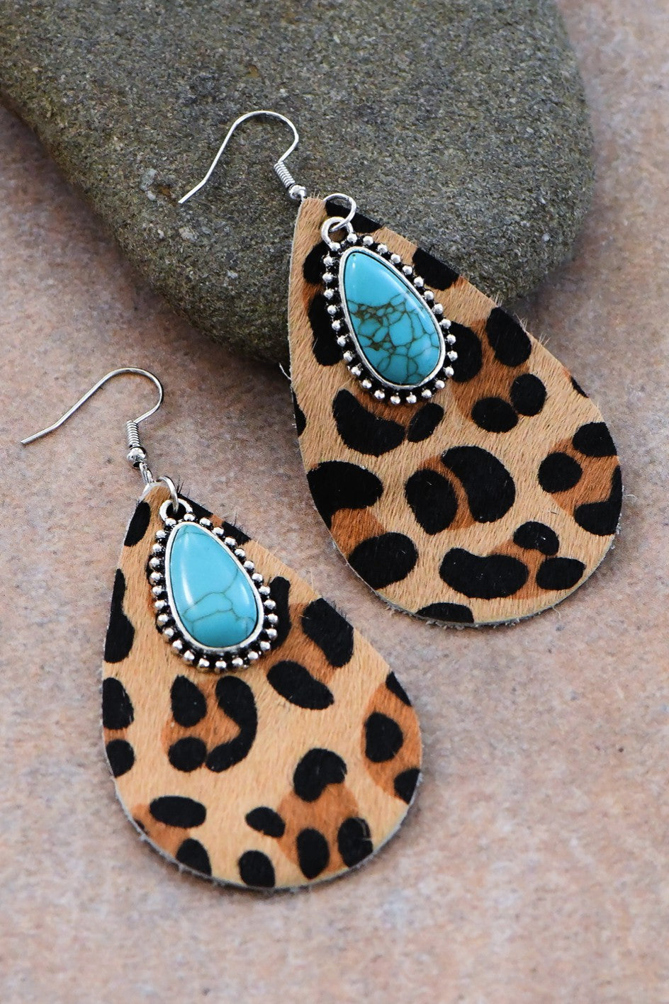 Heidi Leopard and Turquoise Earrings