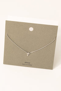 Pave Cross Necklace in Silver