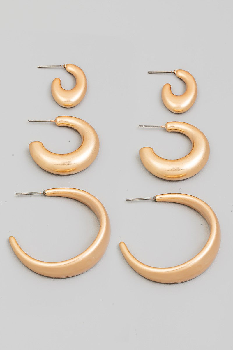 Mia Matte Gold Earring Set