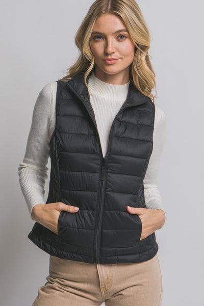 Bryn Black Puffer Vest