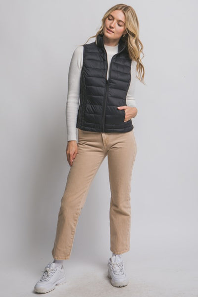 Bryn Black Puffer Vest