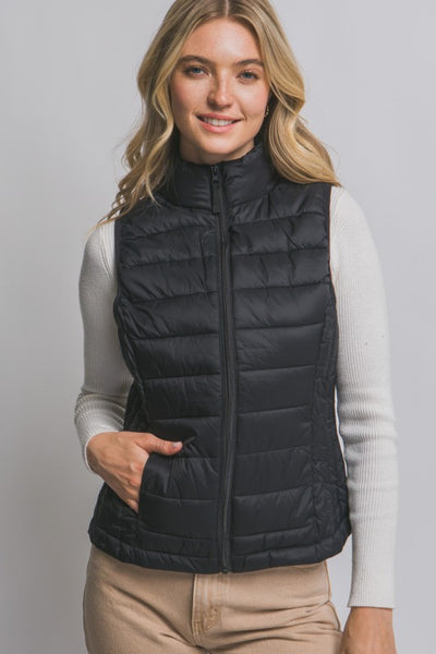 Bryn Black Puffer Vest
