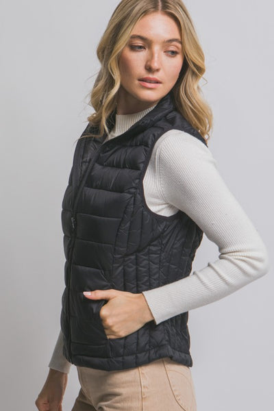 Bryn Black Puffer Vest
