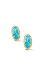 Ellie Stud Earrings in Gold Bronze Veined Turquoise Magnesite