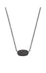 Elisa Short Pendant Necklace in Gunmetal Black Drusy