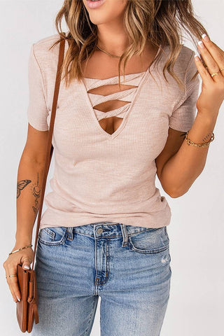 Rylee V-Neck Top in Apricot