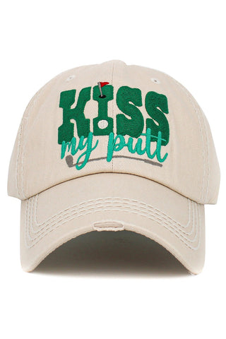 Kiss My Putt Hat in Tan