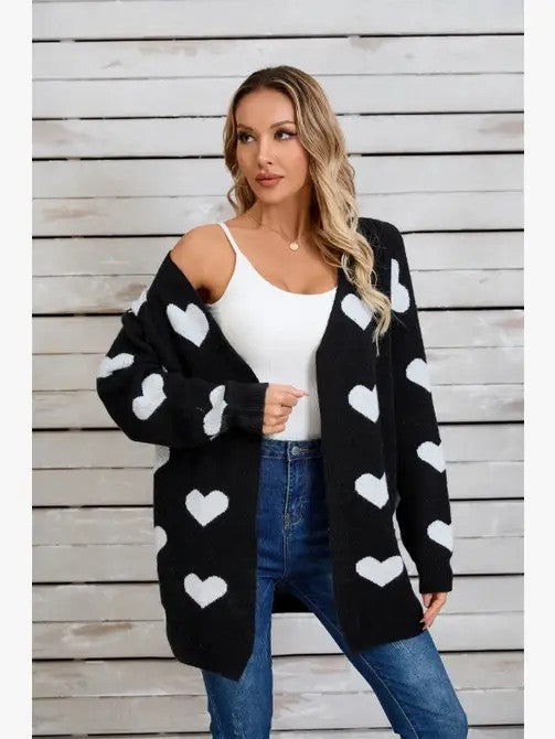 Open Front Heart Cardigan