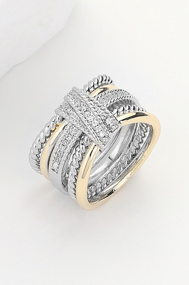 Taylor Two Tone Crossover Ring