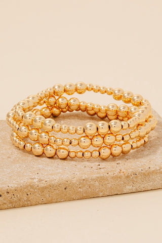 Bella Beaded Bracelet Set in Gold