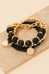 Beaded Bracelet Set in Black