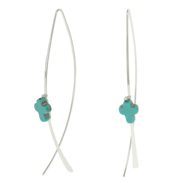 wired Turquoise Cross Earrings