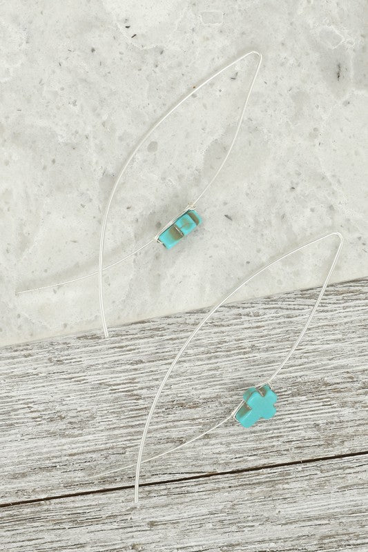 wired Turquoise Cross Earrings