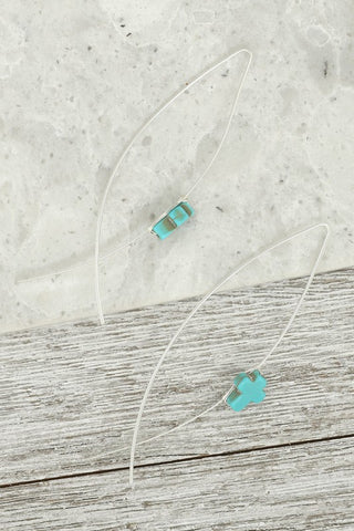 wired Turquoise Cross Earrings