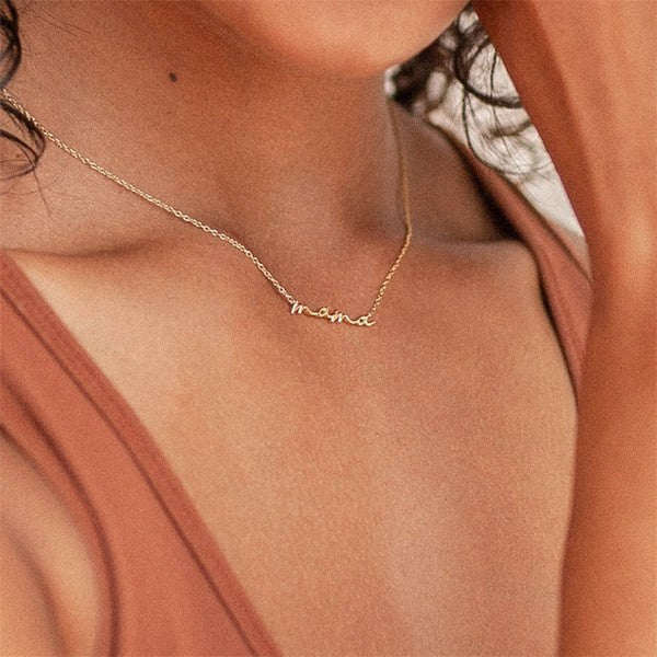 Delicate Golden Mama Necklace in Silver