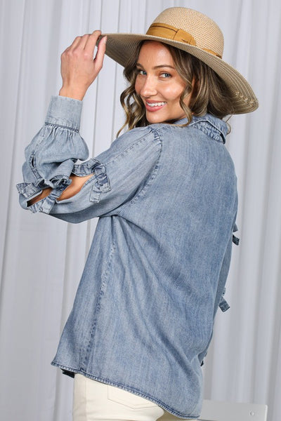 Britney Bow Denim Blouse