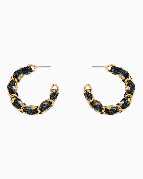 Denim Leopard Earrings in Black