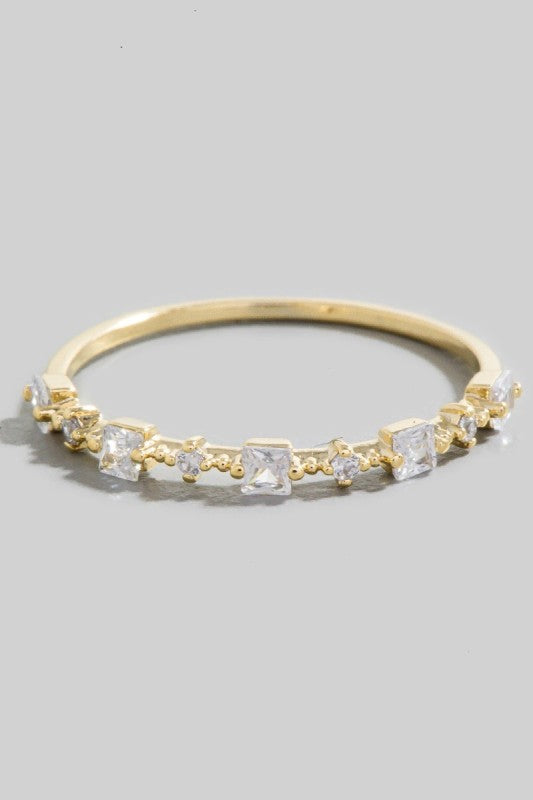 Sarah Square Stone Ring in Gold