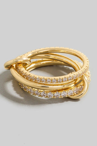 Linked Pave Ring Set in Gold