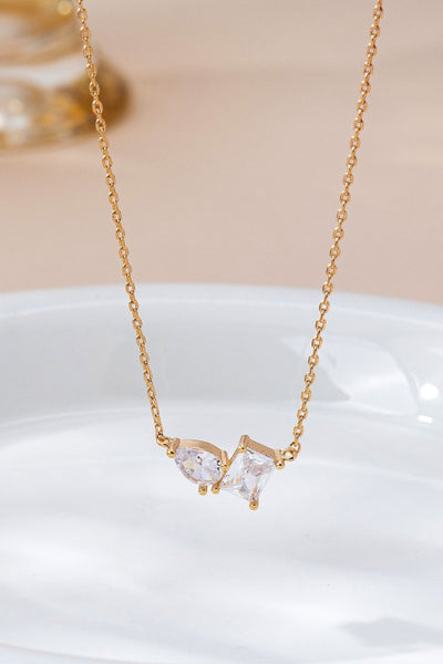 Teardrop and Emerald Cut Duo Necklace