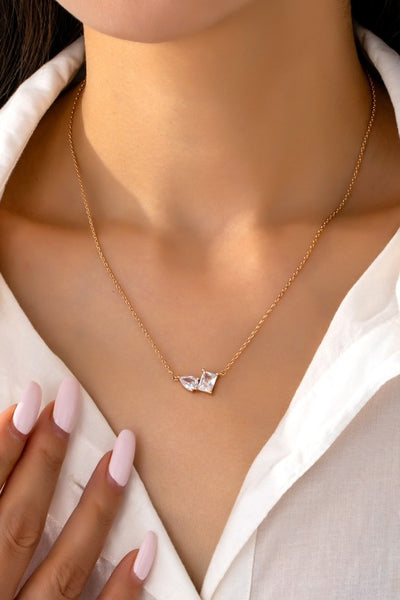 Teardrop and Emerald Cut Duo Necklace