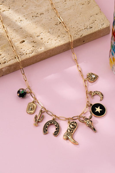 Western Gold Charm Necklace
