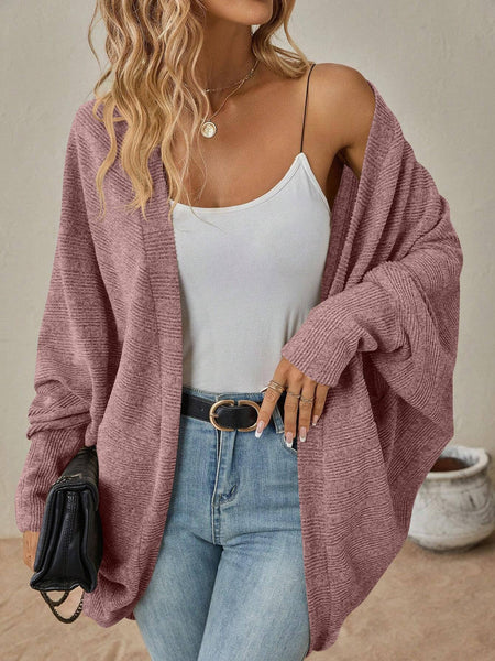 Lovesoft - Oversized Ribbed Knit Cardigan Open Front Cozy Layer