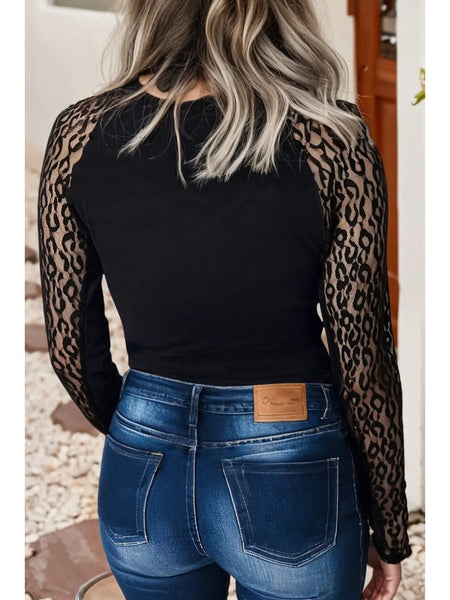 Leslie Leopard Sleeve Blouse