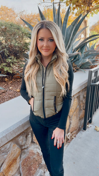 Olivia Olive Puffer Vest