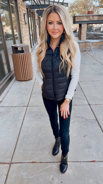 Bryn Black Puffer Vest